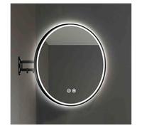 XTGDIEM Miroir d'angle De Salle Bain Rotatif À 360 ° avec Lumière LED, Adapté Aux Salles Bains Et Chambres, Suspension Verticale/Horizontale Disponible(Black,50x50cm)