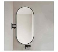 XTGDIEM Miroir d'angle Ovale avec Bras Extensible - De Maquillage Et Courtoisie Salle Bain | Montable Verticalement Ou Horizontalement(Black,40x80cm)