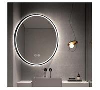 XTGDIEM Miroir d'angle Rond Mural avec Lumière LED Et Désembueur, Adapté Aux Salles De Bains Chambres, Peut Être Accroché Verticalement Ou Horizontalement(Black,70x70cm)