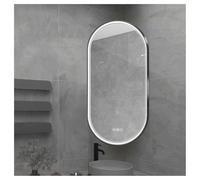 XTGDIEM Miroir De Courtoisie d'angle Désembuable, Rotatif À 360° avec Rétroéclairage Et Lumières LED, Capteur Température Corps Humain, Peut Être Accroché Verticalement/horizontalement(Black,50x80cm)