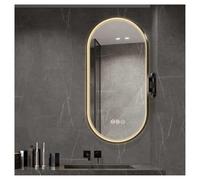 XTGDIEM Miroir De Courtoisie d'angle Désembuable, Rotatif À 360° avec Rétroéclairage Et Lumières LED, Capteur Température Corps Humain, Peut Être Accroché Verticalement/horizontalement(Gold,40x80cm)