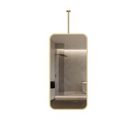 XTGDIEM Miroir De Courtoisie Rectangulaire avec Barre Suspension, Idéal for La Salle Bain, Les Toilettes, Le Maquillage Et Rasage. Convient Aux Sanitaires, Entrées Magasins(Gold,60x90cm)