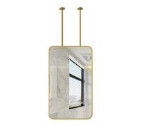XTGDIEM Miroir Rectangulaire Suspendu Au Plafond, Grand Miroir Décoratif Flottant, Idéal for Les Maisons Et Hôtels, avec Cadre en Métal(Gold,60x90cm)