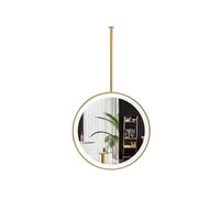 XTGDIEM Miroir Rond Suspendu Au Plafond À LED - Éclairage 3 Couleurs Et Luminosité Réglable ; Convient Aux Couloirs, Salles De Bains Vanités Tige en Métal Personnalisable(Gold,60cm)