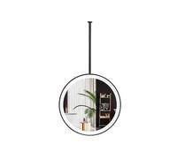 XTGDIEM Miroir Rond Suspendu Au Plafond À LED - Éclairage 3 Couleurs Et Luminosité Réglable ; Convient Aux Couloirs, Salles De Bains Vanités Tige en Métal Personnalisable(Black,60cm)