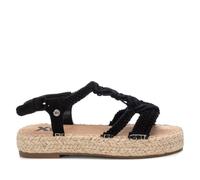 XTI Sandale Noire en macramé croisé