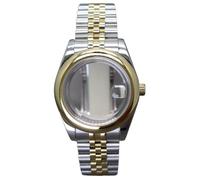 XTINKOPW 1 Bracelet de Montre à Bords arrondis Argent et Or 36 mm/40 mm for Mouvement Miyota 8215 NH34 NH35 NH36, Cadran 28,5 mm(Glass Cover 1,36mm Miyota 8215)