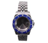 XTINKOPW Boîtier de Montre 40 mm, Bracelet à 5 maillons for Mouvement NH35, NH36, NH34/38, ETA 2824, Miyota 8215, Cadran 28,5 mm, Lunette Bleue(Solid Cover 1,ETA 2824)