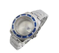 XTINKOPW Boîtier de Montre 41 mm avec loupe Plate incrustée de Diamants Couleur huître, boîtier en Acier Inoxydable et Verre Saphir, Compatible avec Le Mouvement NH35/36(NO.3)