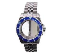 XTINKOPW Boîtier de Montre en Verre de 40 mm, Bracelet de 20 mm à 5 maillons for Mouvement NH35 NH36 ETA2824 Miyota8215, Cadran de 28,5 mm, Lunette Lumineuse(Blue Bezel 2,Miyota 8215)