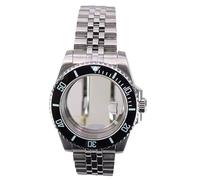 XTINKOPW Boîtier de Montre en Verre de 40 mm, Bracelet de 20 mm à 5 maillons for Mouvement NH35 NH36 ETA2824 Miyota8215, Cadran de 28,5 mm, Lunette Lumineuse(Black Bezel 1,NH35 NH36 NH34 NH38)