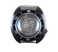 XTINKOPW Boîtier de Montre étanche en Verre de 44 mm for Mouvement NH34, NH35, NH36, Cadran de 28,5 mm, Noir Pur, Anneaux de chapitre, pièces Mod SKX(Style 2)