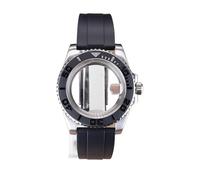 XTINKOPW Boîtier de Montre NH34 40 mm, Bracelet en Caoutchouc Noir for NH35, NH36, NH34, NH38, Mouvement Miyota 8215, ETA 2824, Lunette Yacht 120 clics(Glass Cover 1,NH34 NH35 36 38)