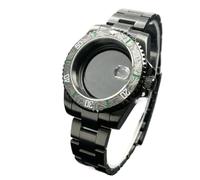 XTINKOPW Boîtier De Montre NH35 Noir 40 Mm, Verre Saphir, Lunette Unidirectionnelle 120 Clics, Étanche, for Modèles NH34/NH36, Cadran 28,5 Mm(Deep Green,Glass Back Cover)