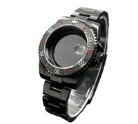XTINKOPW Boîtier De Montre NH35 Noir 40 Mm, Verre Saphir, Lunette Unidirectionnelle 120 Clics, Étanche, for Modèles NH34/NH36, Cadran 28,5 Mm(Wooden,Solid Back Cover)