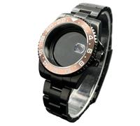 XTINKOPW Boîtier de Montre Noir 40 mm, Lunette 120 clics, for mouvements NH34/NH35/NH36, Accessoires Mod, Cadran 28,5 mm(T1/6#,Glass Back Cover)