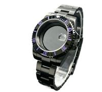 XTINKOPW Boîtier de Montre Noir 40 mm, Lunette 120 clics, for mouvements NH34/NH35/NH36, Accessoires Mod, Cadran 28,5 mm(Light Blue,Glass Back Cover)