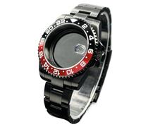XTINKOPW Boîtier de Montre Noir 40 mm, Lunette 120 clics, for mouvements NH34/NH35/NH36, Accessoires Mod, Cadran 28,5 mm(Deep Pink,Solid Back Cover)