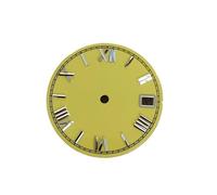 XTINKOPW Cadran de Montre émaillé 28.5mm, 1 pièce, Visages d'échelle, pièces Rechange for Hommes for NH35/NH36/4R/7S(Silver Studs Yellow)