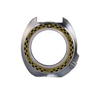 XTINKOPW Montre de plongée en Acier 6105, boîtier de Montre de plongée, Compatible avec Le Mouvement NH35/36, Montre Super Lumineuse et étanche(Steel-Yellow)