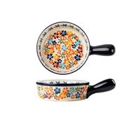 XTJS56QB Lasagnes Assiette à poignée en céramique, vaisselle Vintage, assiette à salade ménagère, plat de cuisson résistant aux hautes températures pour Tartes(16.3cm)