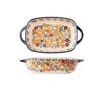 XTJS56QB Lasagnes Assiette à poignée en céramique, vaisselle Vintage, assiette à salade ménagère, plat de cuisson résistant aux hautes températures pour Tartes(27.6cm)