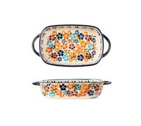 XTJS56QB Lasagnes Assiette à poignée en céramique, vaisselle Vintage, assiette à salade ménagère, plat de cuisson résistant aux hautes températures pour Tartes(19.5cm)