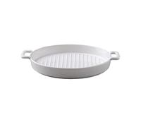 XTJS56QB Lasagnes Bol de cuisson rond antiadhésif à Double oreille, four en céramique domestique, ustensiles de cuisine à micro-ondes pour Tartes(Blanc)