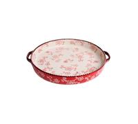 XTJS56QB Lasagnes Home Creative Double Ear Ceramic Baking Tray, Underglaze Color, High-temperature Resistant Multifunctional Pizza Tray pour Tartes(Red)