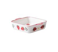 XTJS56QB Lasagnes Plat de cuisson en céramique, four spécial, rectangulaire, Double oreilles, plat de cuisson for Spaghetti pour Tartes(Red,800ml)