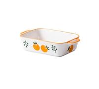 XTJS56QB Lasagnes Plat de cuisson en céramique, four spécial, rectangulaire, Double oreilles, plat de cuisson for Spaghetti pour Tartes(Orange,500ml)