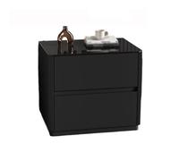 XTJS56QB Moderne Table de Chevet en Bois avec Double tiroir et Plateau en Verre Noir Chambre(Moyen)