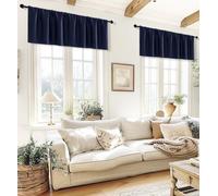 XTMYI Lot de 2 cantonnières de fenêtre occultantes pour chambre à coucher, salon, chambre d’enfant, 150 x 35 cm de long, bleu marine