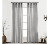 XTMYI Lot de 2 Panneaux de Rideaux Gris de 243,8 cm de Long, Rideaux plissés en Lin Transparent avec Pattes arrière, Poids léger, Moderne et élégant pour Salon, 243,8 cm de Long, Gris