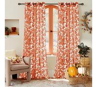 XTMYI Lot de 2 Panneaux de Rideaux rustiques rouillés de 213 cm de Long pour Salon, Chambre à Coucher, Rideaux décoratifs Style bohème avec Feuilles