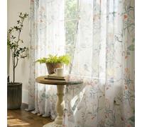 XTMYI Lot de 2 Panneaux de Rideaux Semi-Transparents Blancs de 213 cm de Long avec Motif imprimé à œillets, Filtre la lumière, pour Salon, Chambre à Coucher