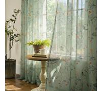 XTMYI Lot de 2 Panneaux de voilages de 243,8 cm de Long pour Porte coulissante en Verre de Salon, Rideaux Uniques légers à œillets pour Chambre à Coucher, 2,4 m de Long, Vert Sauge et Blanc