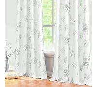 XTMYI Lot de 2 Rideaux à œillets pour Chambre à Coucher Motif Fleurs Aquarelle Vert/Gris 160 cm