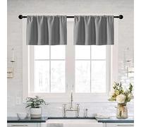 XTMYI Lot de 2 rideaux de cantonnière gris de 45 cm de long pour fenêtre de cuisine avec passe-tringle, imperméables, occultants, pour salon, salle de bain, sous-sol