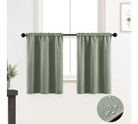 XTMYI Lot de 2 Rideaux de Salle de Bain et de Cuisine, imperméables à Petits étages, Style bohème, Vert Sauge, 61 cm de Long