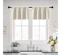 XTMYI Lot de 2 rideaux imperméables pour fenêtre de cuisine, meuble rideau cuisine, salle de bain, 35,6 cm de long, ivoire