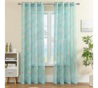 XTMYI Lot de 2 Rideaux Vintage Bleu Clair pour Salon et Chambre à Coucher - 213,4 cm de Long