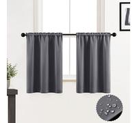 XTMYI Petit rideau de fenêtre de salle de bain, rideaux occultants imperméables courts pour salon, cuisine, gris, 90 cm de long
