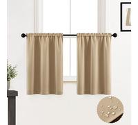 XTMYI Petits Rideaux de fenêtre pour Salle de Bain, Rideaux imperméables pour café, Cuisine, 90 cm de Long, Beige Neutre