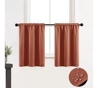 XTMYI Rideaux rustiques pour fenêtre de cuisine, décoration occidentale bohème, rideaux imperméables rétro années 70 pour salle de bain, 60 cm de long, orange rouille