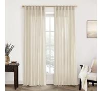 XTMYI Rideaux transparents en lin et coton beige chaud avec pattes arrière/crochet pour chambre à coucher, 2 panneaux, 213,4 cm de long