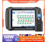 XTOOL D8W BT V2.0 outil de Diagnostic OBD2 codage ECU guidé VAG Bluetooth scanner automobile topologie avec 42 + réinitialiser CANFD & DOIP & FCA D8W Global Version