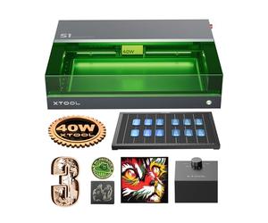 xTool S1 40W Graveur Découpe Laser avec Panneau de Travail et Assistance d'air, Positionnement à Pin-Point, 600 mm/s, Gravure Laser Appropriée pour Bois, Métal, Cuir, Acrylique, Verre - Noir
