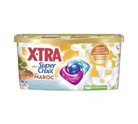 XTRA par Super Croix, Maroc, Lessive en Capsules, Lessive Parfumee, Parfum Fleur d'Oranger & Lait d'Amande, Efficace des 20°C, Proprete & Evasion a Chaque Lavage, 28 Lavages