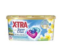 XTRA par Super Croix – Lessive en capsules parfumée – Fleur de Monoï & Lait d'Aloe – 28 unités
